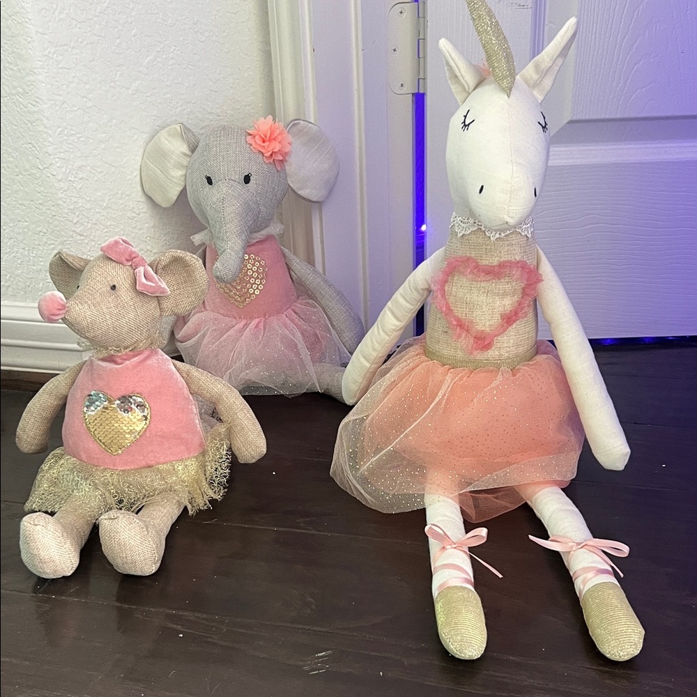 Charming Pink and Cream Stuffed Animal Trio